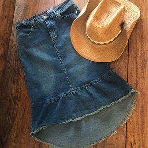 YMI frayed fishtail jean skirt